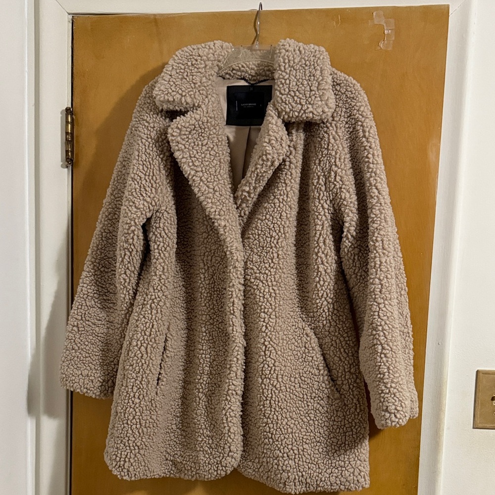 Lucky Brand Women's Cozy Tan Teddy Jacket